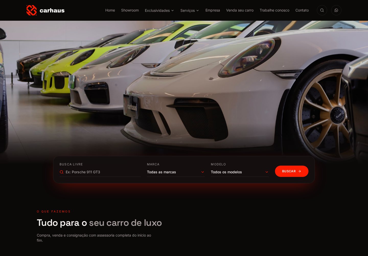 Versão desktop do site Carhaus
