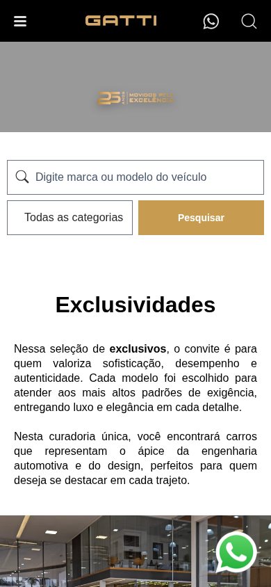 Versão mobile do site Gatti Veículos